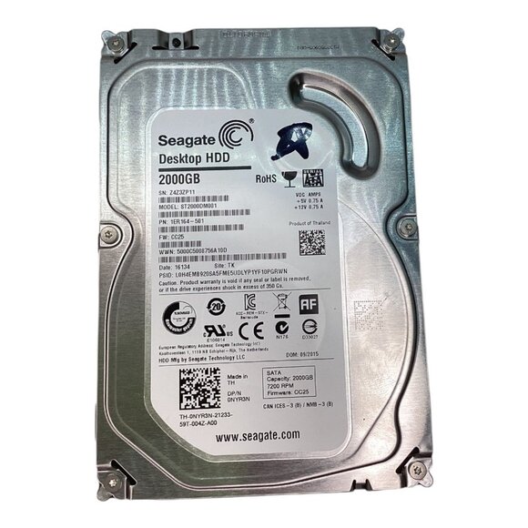 Seagate Desktop HDD 2000GB2TB 3.5"‎ SATA Internal HDD Model ST2000DM001 7200 RPM - Picture 1 of 3